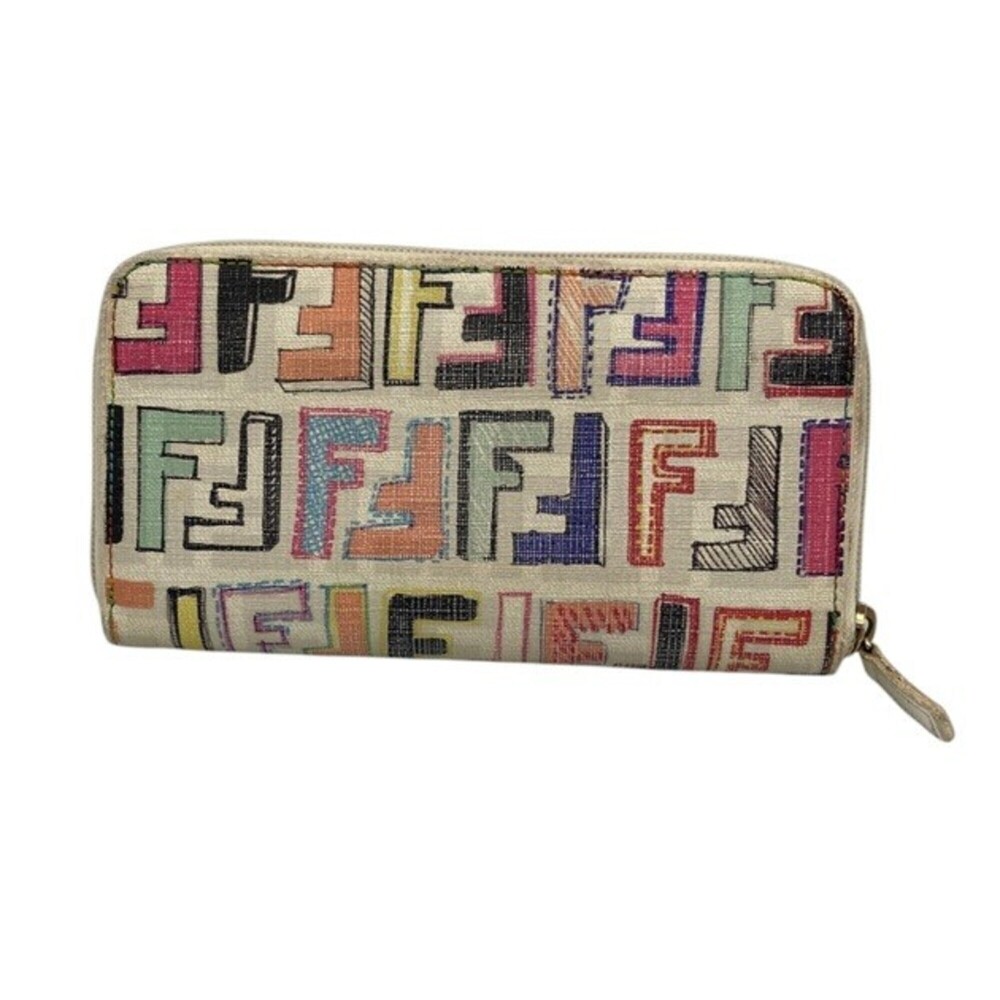 FENDI Zucca pattern multicolor round long wallet D4